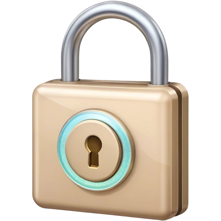Holographic and glassmorphic beige lock emoji