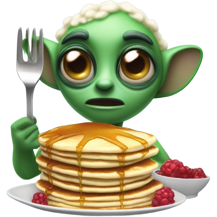 Alien eating pancakes emoji