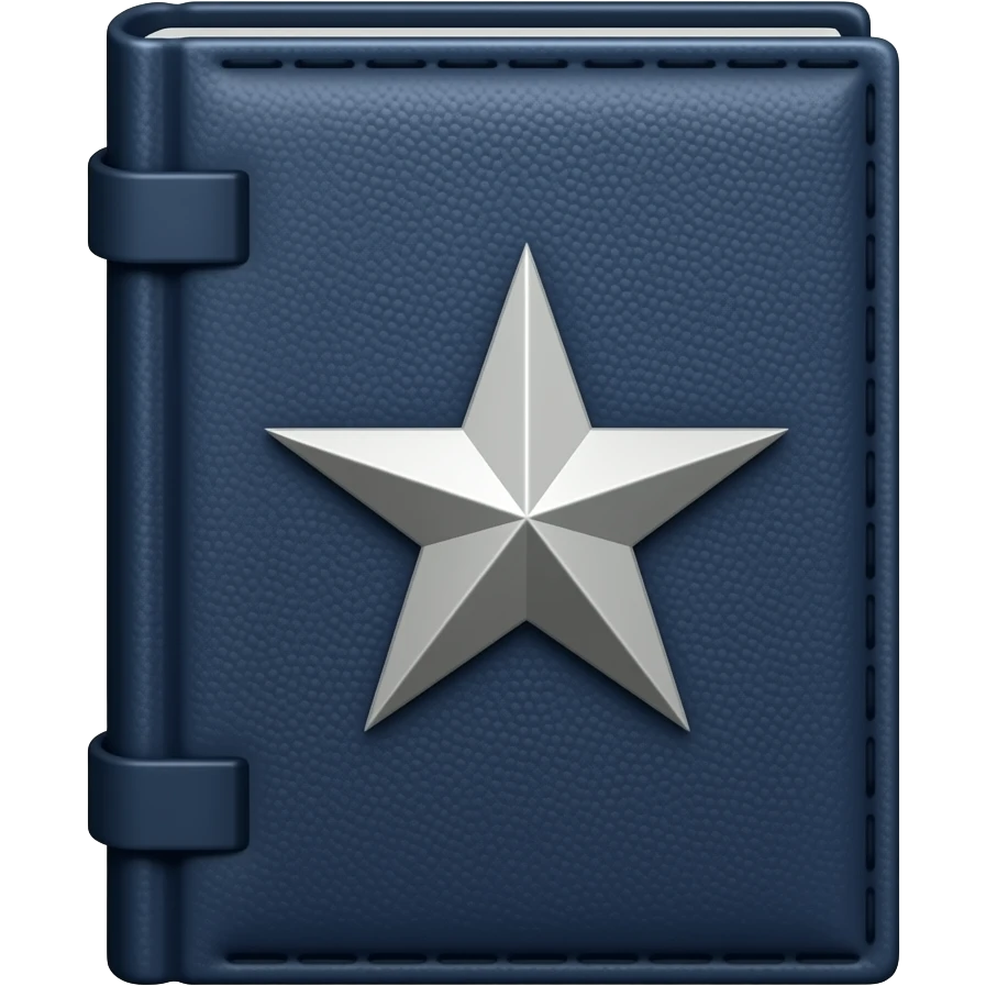 navy blue spellbook with silver four pointed star on cover emoji