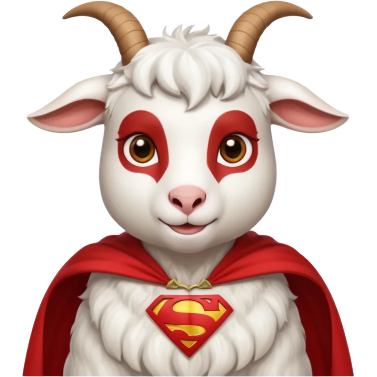 white female goat wearing a read cape like superman emoji