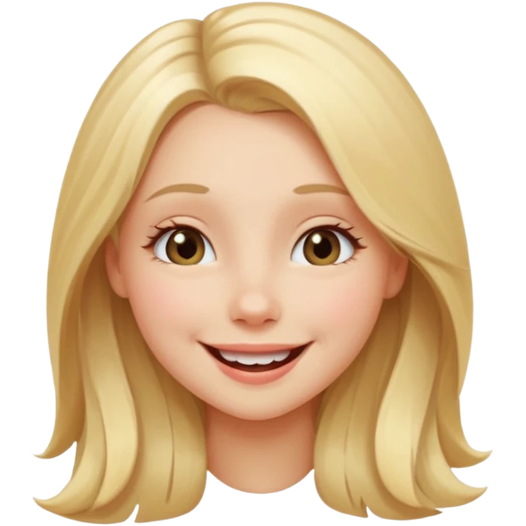 A smiling girl with long blonde hair, winking playfully. The style should match modern emoji aesthetics — clean, rounded features, subtle blush on cheeks, and bright, expressive eyes. The girl should face forward, with one eye closed in a wink and a friendly expression. emoji