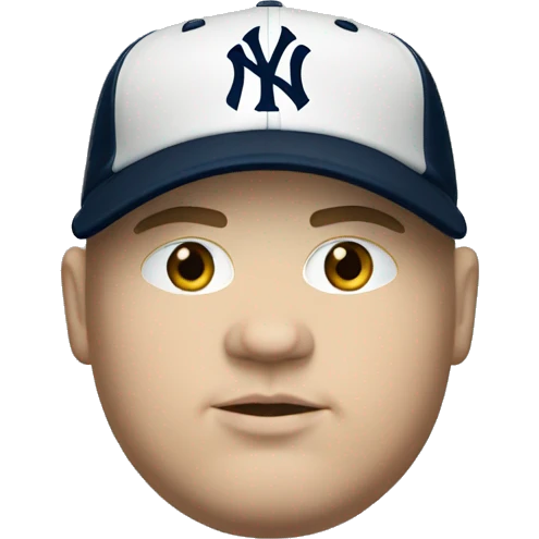 Fat white man wears cap and jersey of New York Yankees  emoji