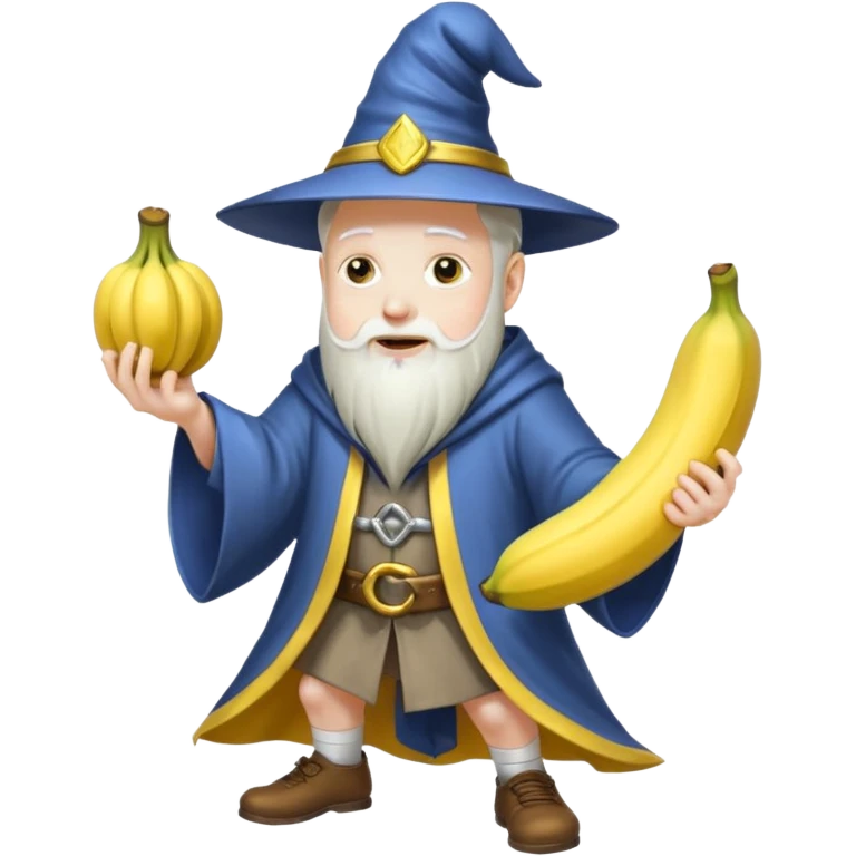 Wizard eating banana and working out with weights emoji