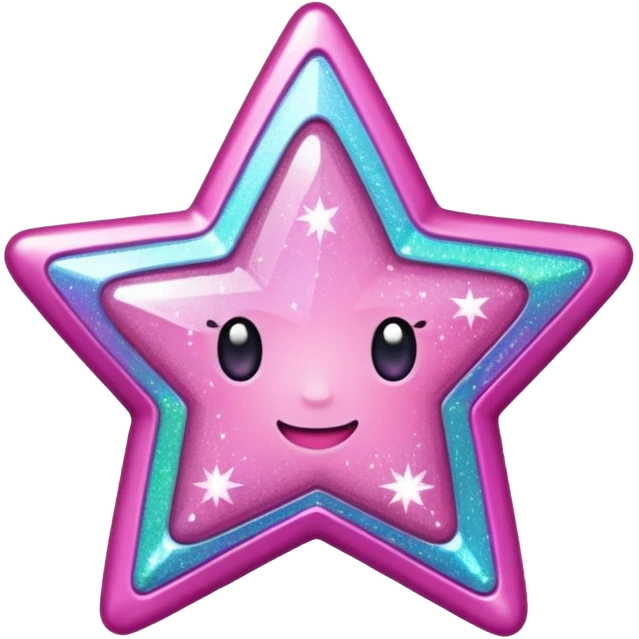 Pink glittery star badge emoji