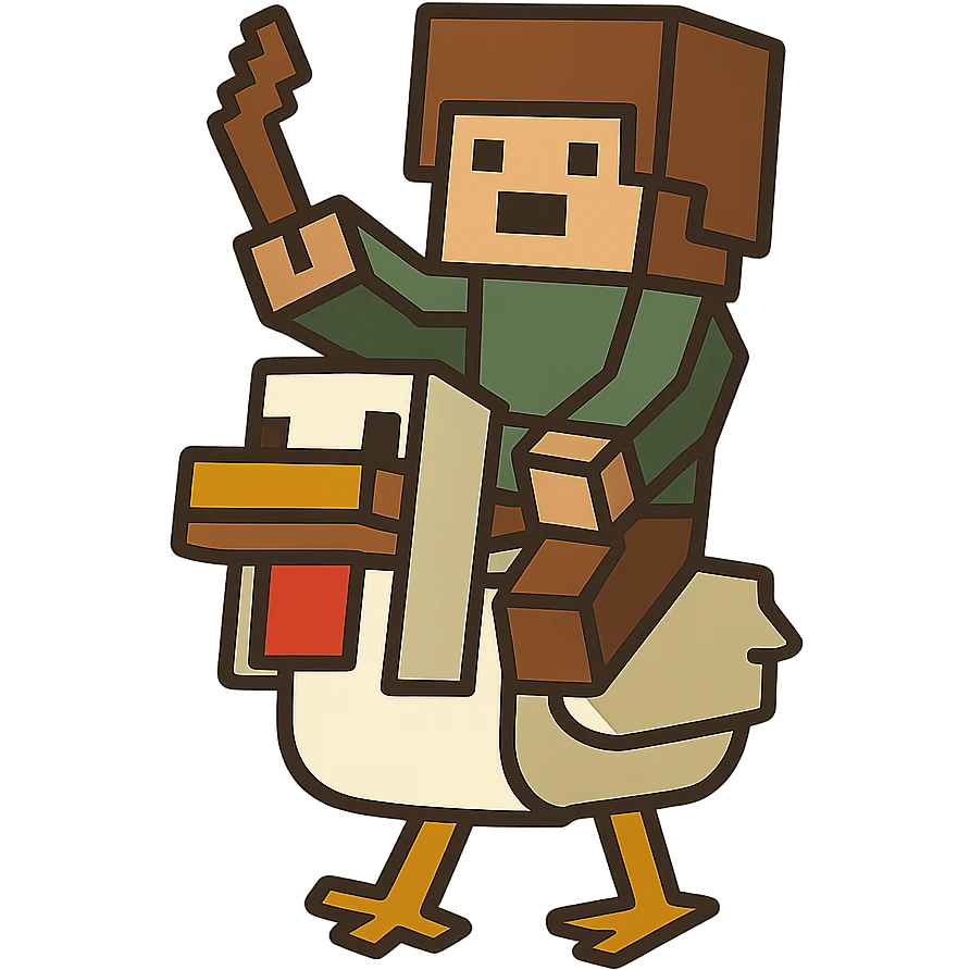flat toon style chicken jockey emoji