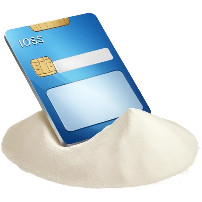 Emoji whit credit card and pile of flour emoji