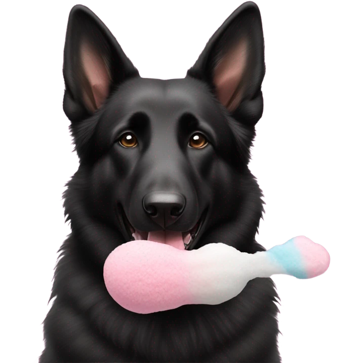 black german shepard dog eating cotton candy emoji