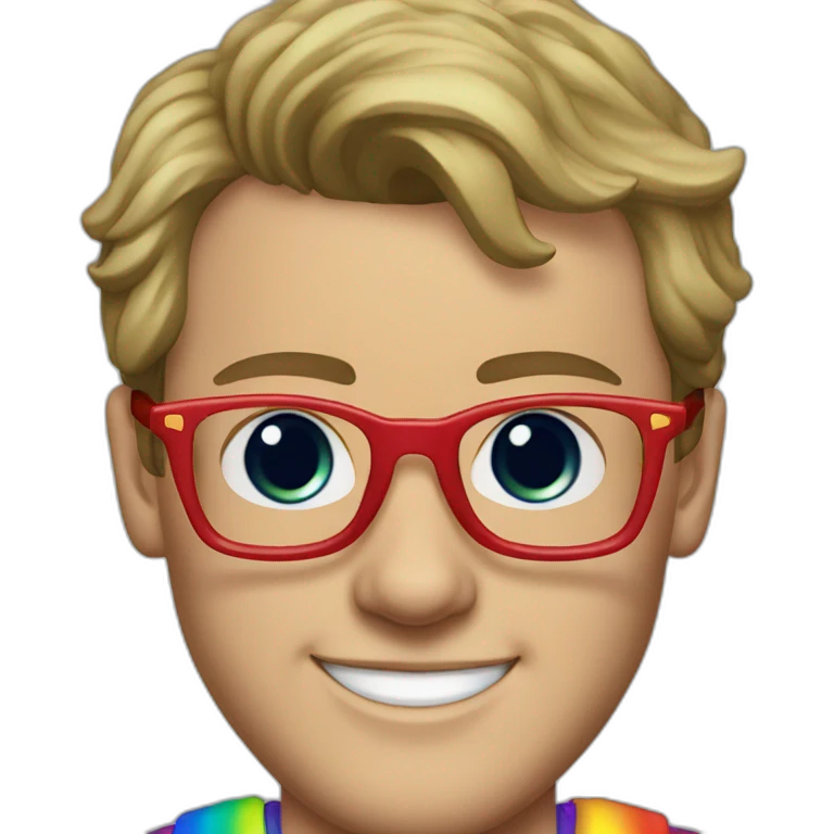 Jonathan Toews wearing glasses and rainbow clothes emoji