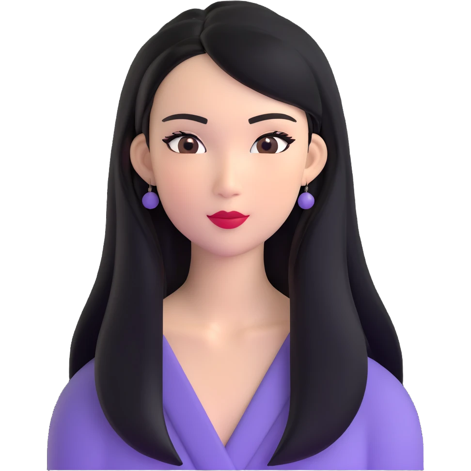 baddie with Asian and Latina features, long straight black hair, makeup emoji