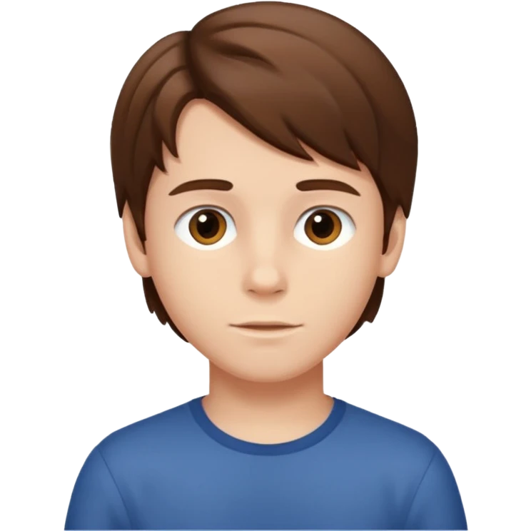 Boy , medium long hair, brown emoji