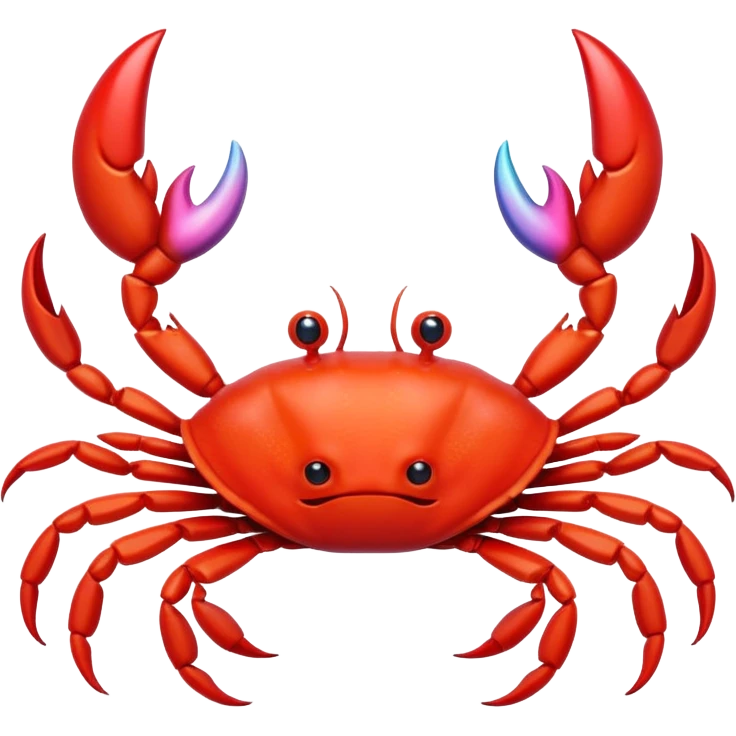 a simple stylised crab with a unicorn horn emoji