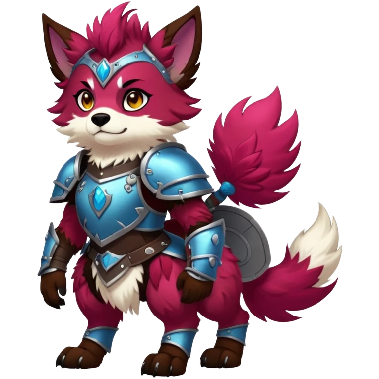 Vibrant dark edgy badass cool Falvie-Fionbri-creature-canine-fursona, full body, with random markings emoji