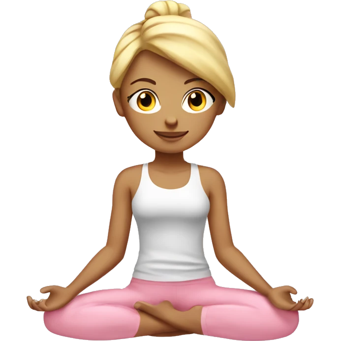 blonde yoga girl light pink clothes n emoji
