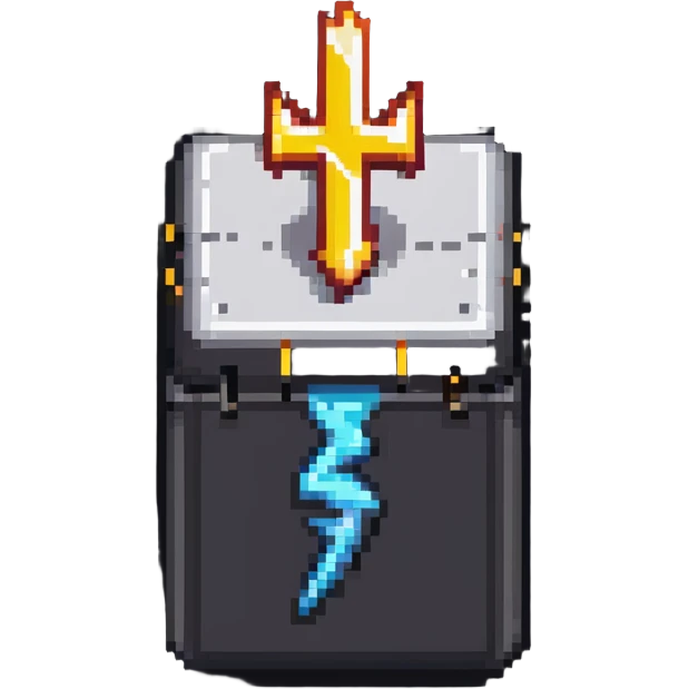 2d power up box with lightning bolt emoji