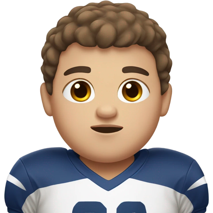 chubby boy with brown eyes brown hair light skin football emoji