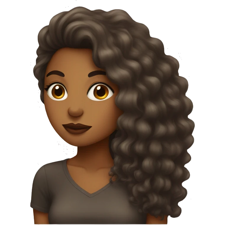 Brown girl with big hair doing a kiss  emoji