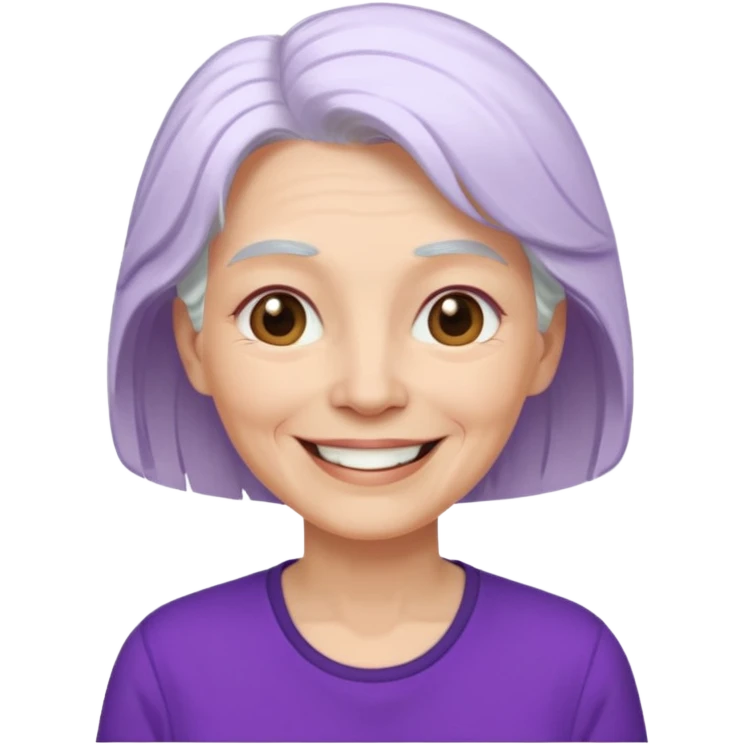 older woman with white hair...now add purple shirt  emoji