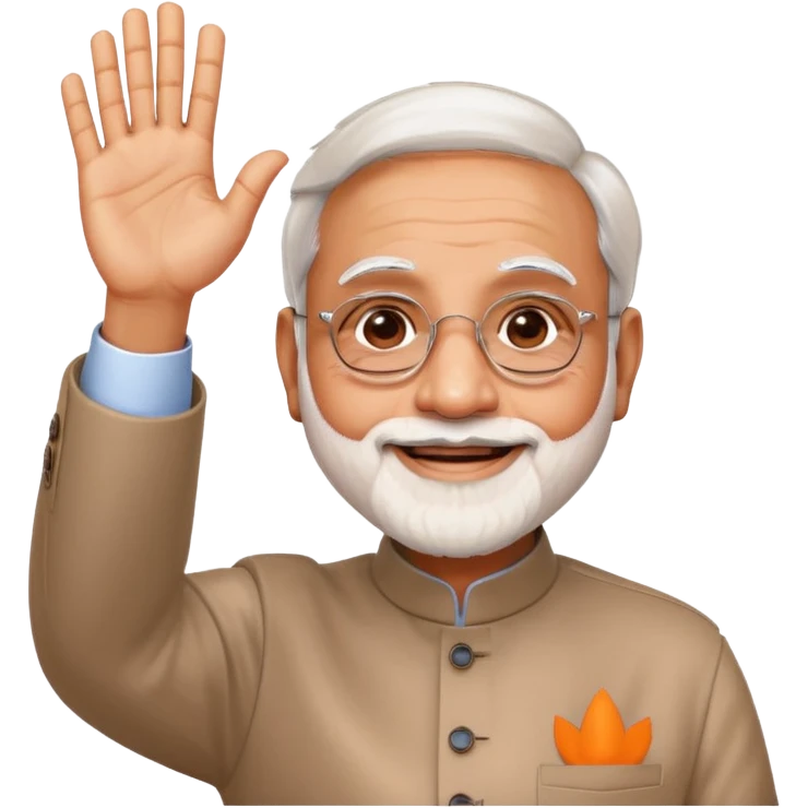 prime minister modi as a friendly emoji, waving hand emoji