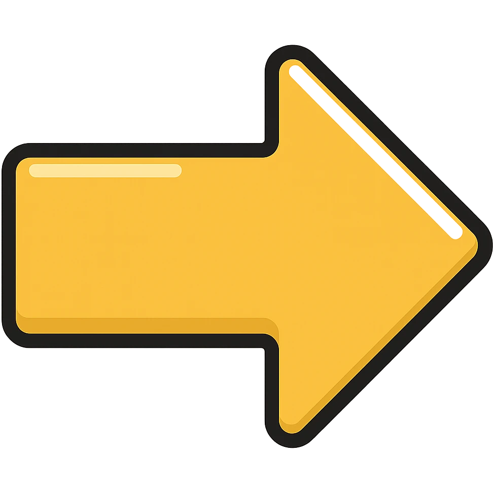 Make the arrow a shiny gold tone with no background in an icon style with lineal color and black outlines. emoji
