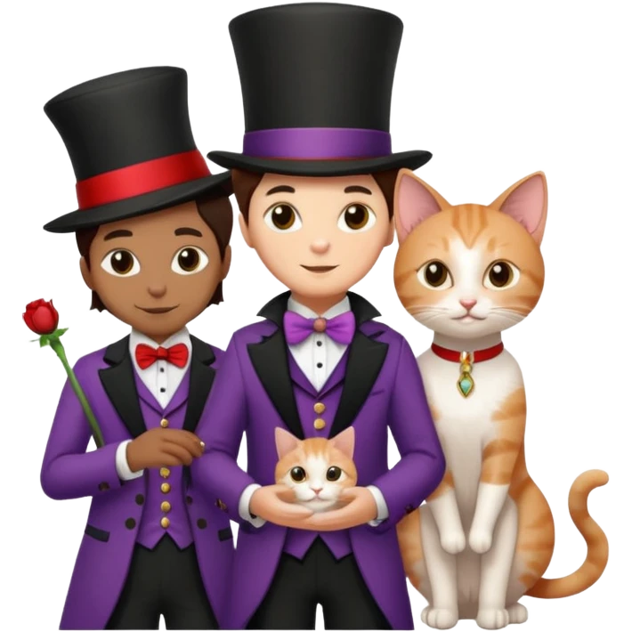 magician couple and their pet cat emoji