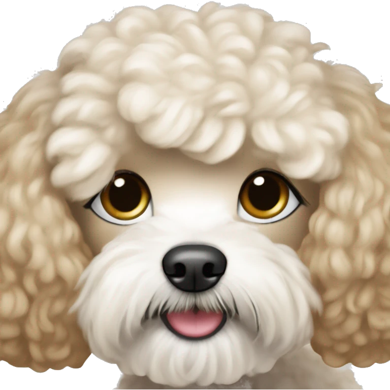 White and light brown maltipoo straight hair  emoji