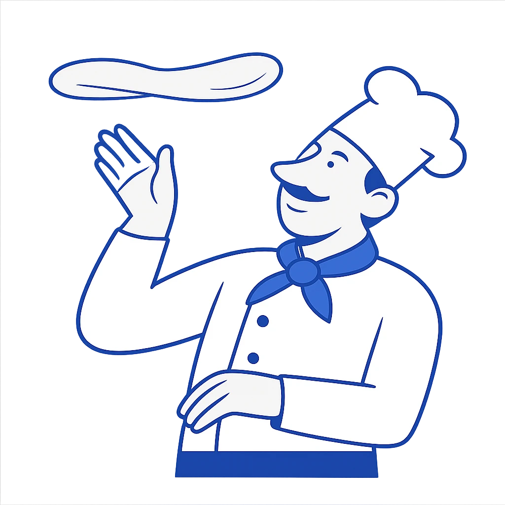 smiling Italian chef spinning pizza dough emoji