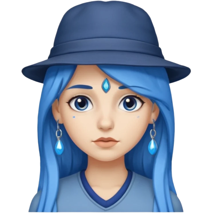 blue long hair killing looks in gray girl with hats emoji
