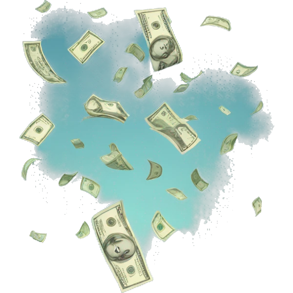 Money falling from sky emoji