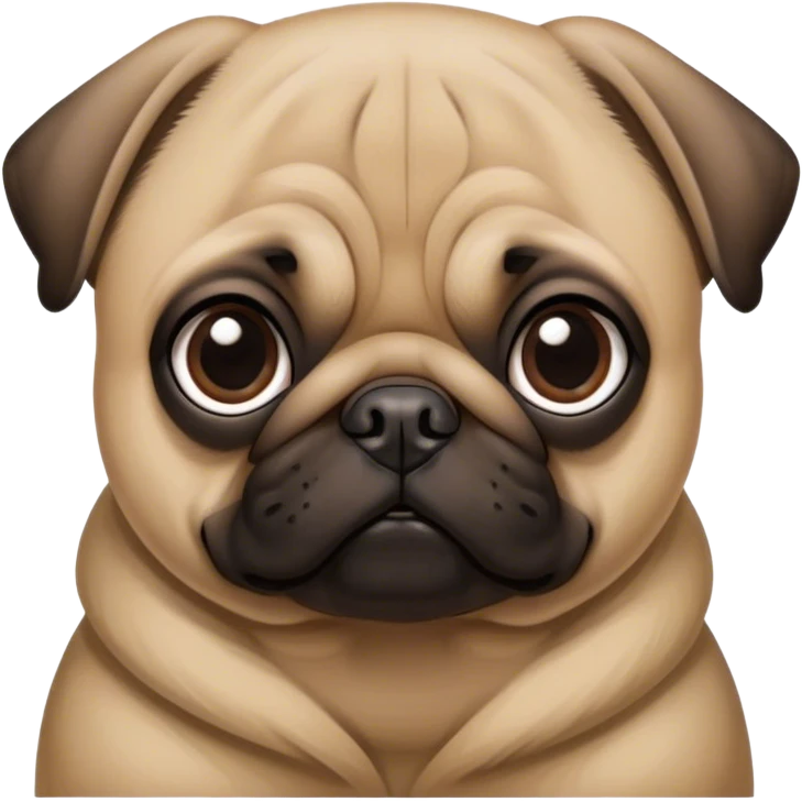 Cinematic Noble Fawn Pug Portrait Emoji, Poised and regal, with a compact, sturdy build and a sleek, well-groomed fawn coat, deep-set soulful dark eyes, Simplified yet sharp and sophisticated features, highly detailed, glowing with a soft, dignified glow, high shine, intelligent and spirited, stylized with an air of confidence, focused and attentive, soft glowing outline, capturing the essence of a watchful and commanding companion, so majestic it feels as though it could prance out of the screen with effortless authority! emoji