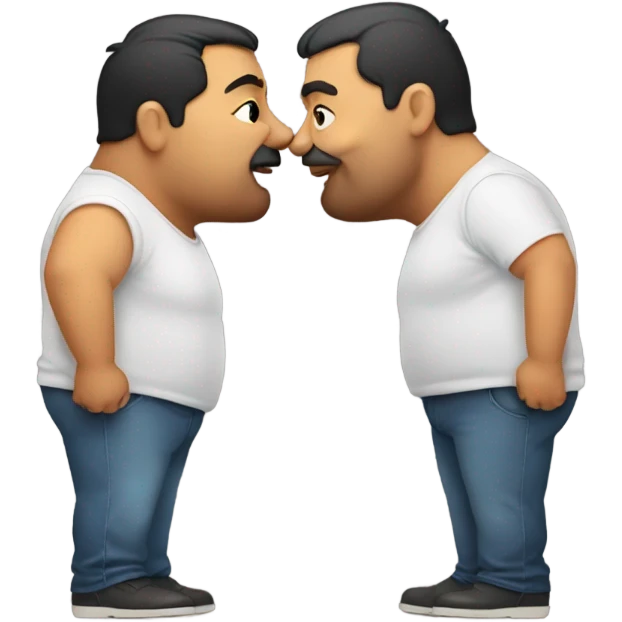 Two fat men kiss emoji