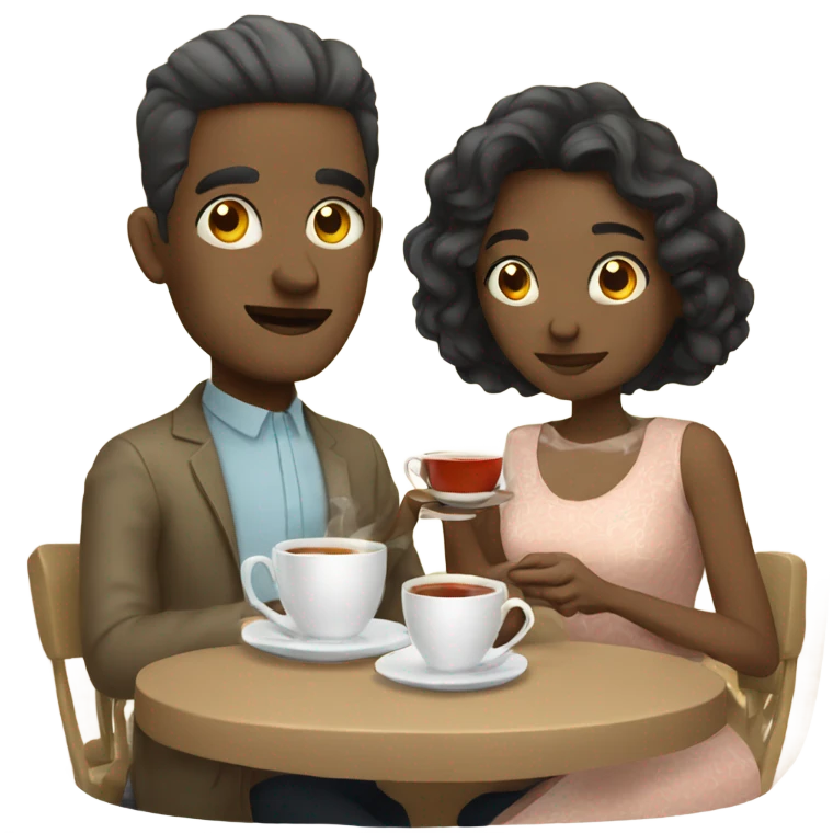 White Couple having a tea Time emoji