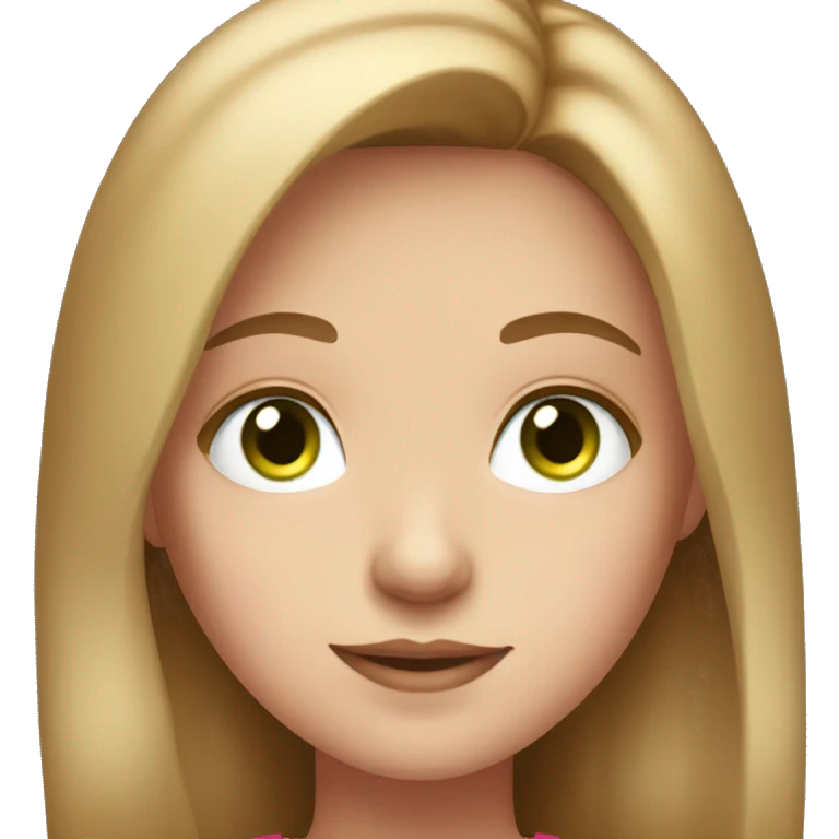 girl with light brown hair and green eyes and a pink top emoji