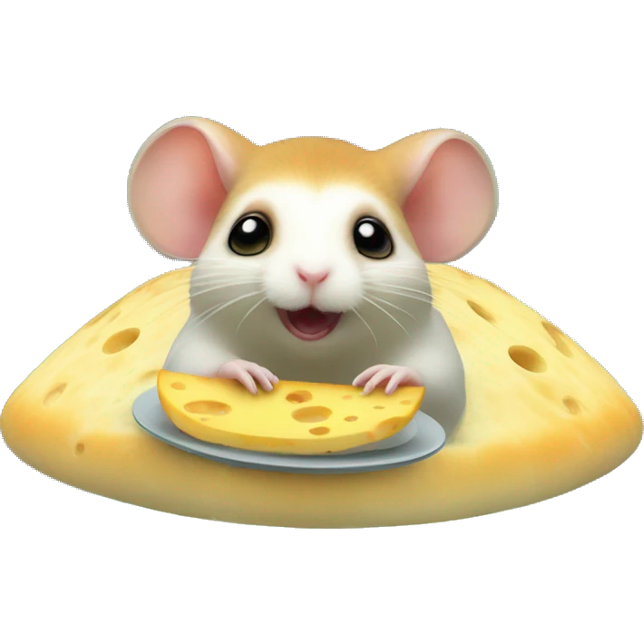 alien hamster in ufo abducting cheese emoji