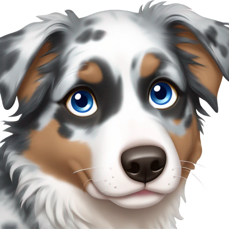 Blue Merle Australian shepherd puppy lying down with one blue eye and one brown eye   emoji