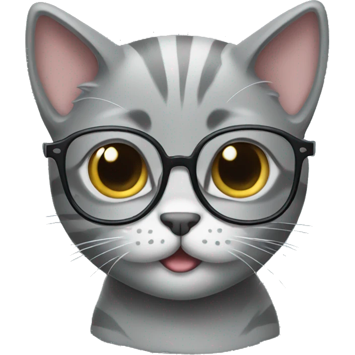 gray kitty in glasses emoji