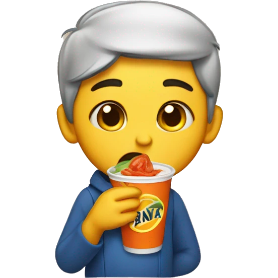 Heart crying while eating shawarma and drinking fanta emoji