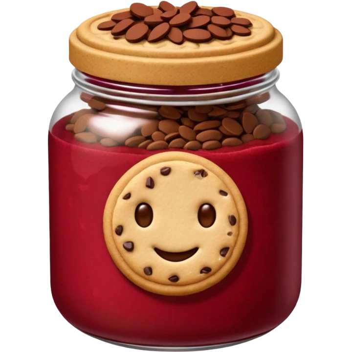 Haz un emoji de un tarro de galletas Red Velvet con pepitas de chocolate blanco emoji