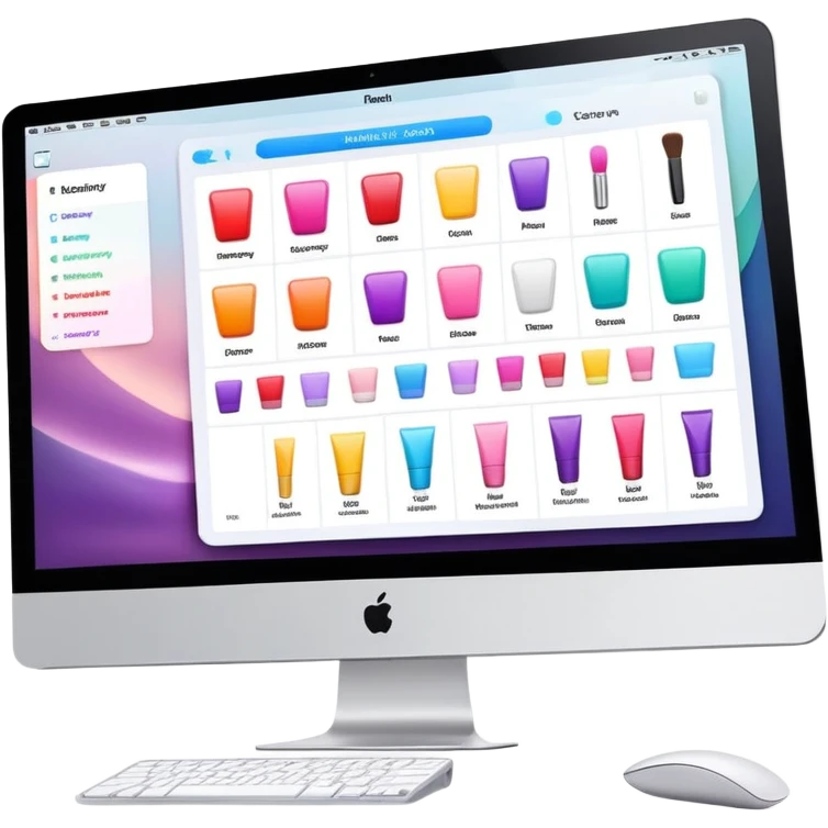 inventory software for beauty salon on iMac screen emoji