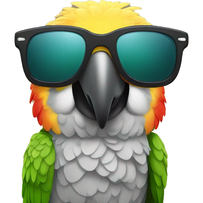 parrot wearing a sunglass emoji