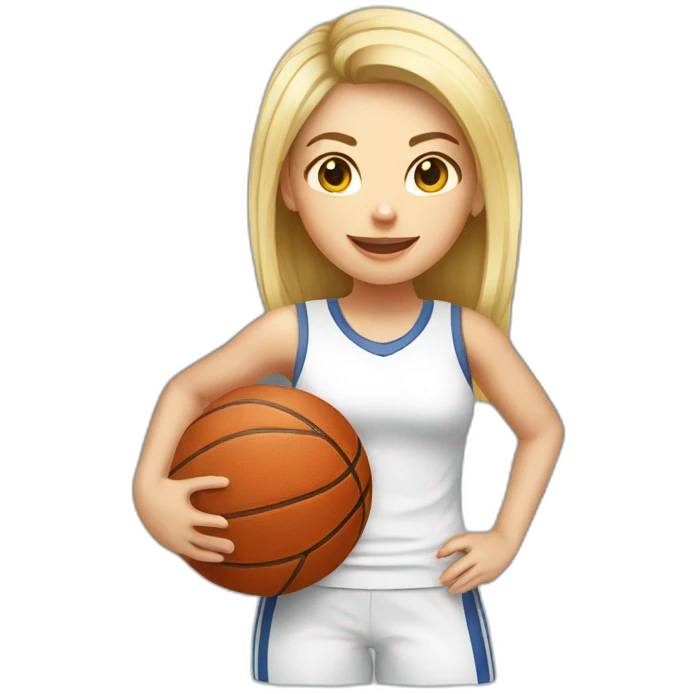 White skin female playing football with basket ball emoji