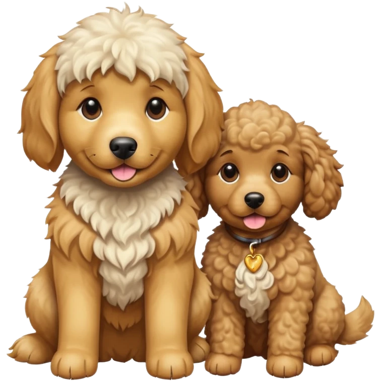 two dogs, with emoji