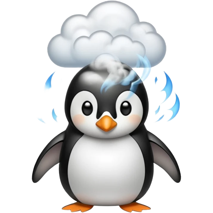 penguin with smoke and sparks emoji