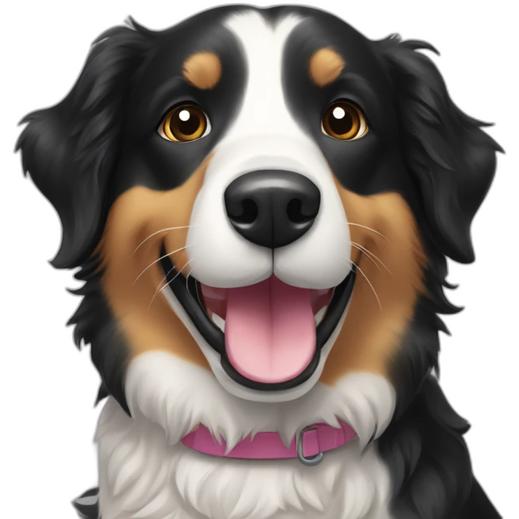 a black golden retriever border collie cross breed dog smilining emoji