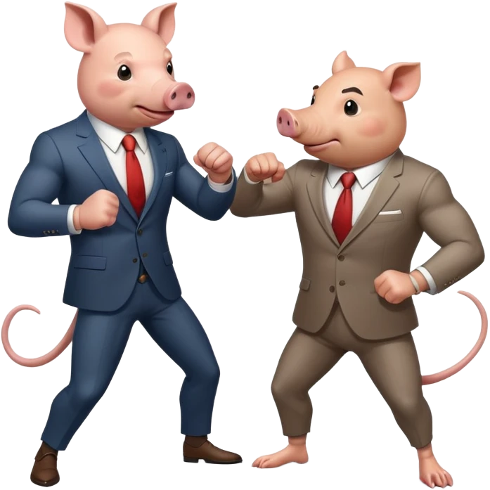 pig man fighting rat man in a suit emoji