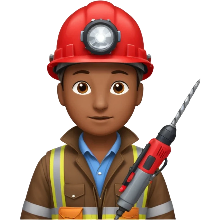 a mole with drill, worker cloth, red helmet, headlamp emoji