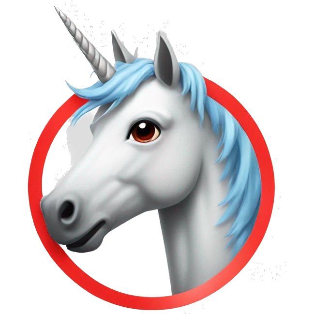 Unicorn with red circle and slash over the unicorn  emoji