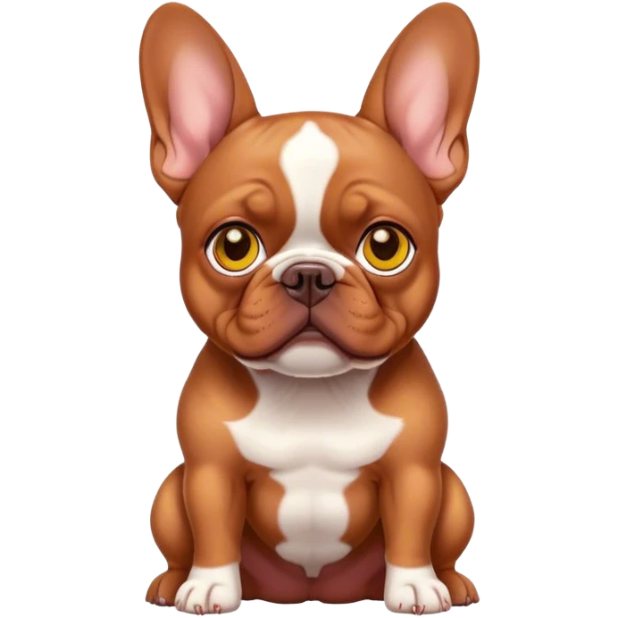 Red brown French bulldog with yellow eyes emoji