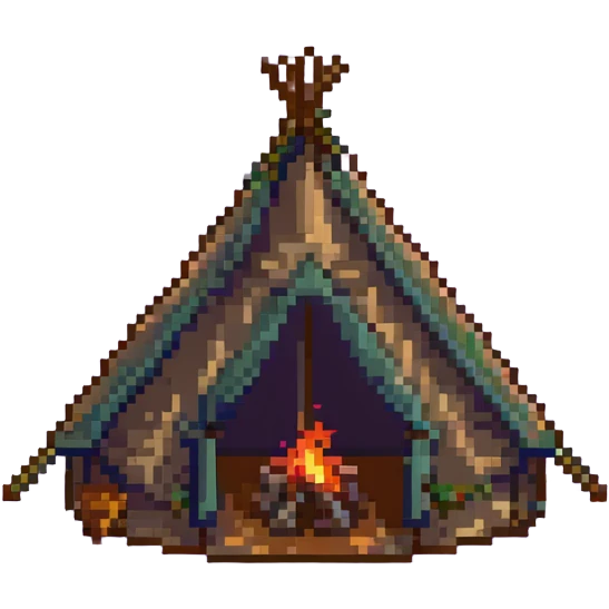 green and yellow camping tent emoji