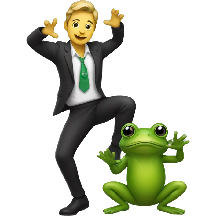 A person doing the samba with a frog using accurate scale emoji
