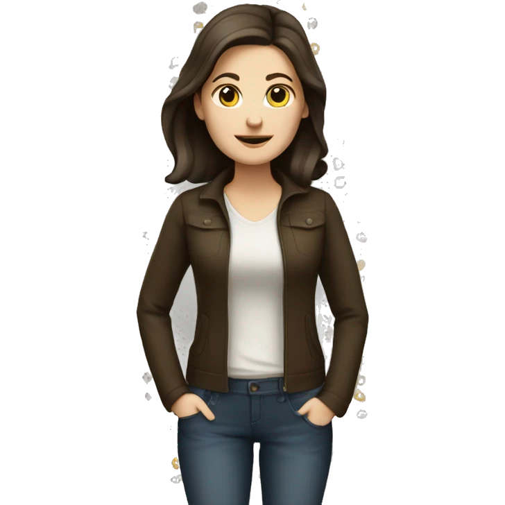 white woman, dark long brown hair, full body emoji